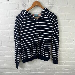 C&C California Women's Striped Hooded Sweater Long Sleeve Black White Size M